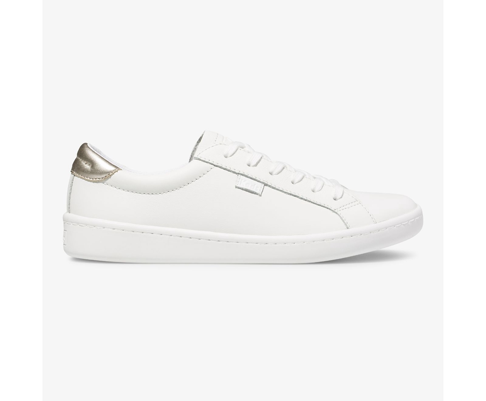 Womens Keds Sneakers - Ace Leather - White - 8394-DLQSF